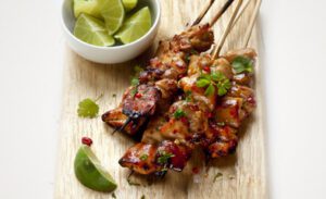 Brochette de poulet avec gelée de piment Miss Marmelades